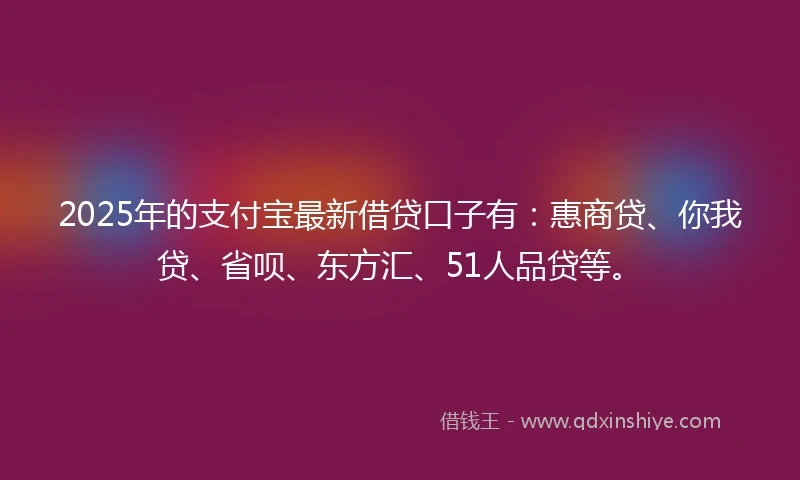 2025年的支付宝最新借贷口子有：惠商贷、你我贷、省呗、东方汇、51人品贷等。