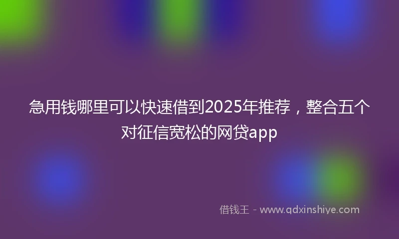 急用钱哪里可以快速借到2025年推荐，整合五个对征信宽松的网贷app