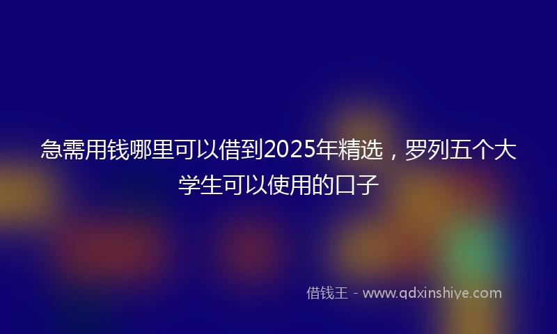 急需用钱哪里可以借到2025年精选，罗列五个大学生可以使用的口子