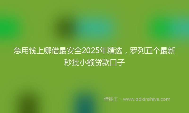 急用钱上哪借最安全2025年精选，罗列五个最新秒批小额贷款口子