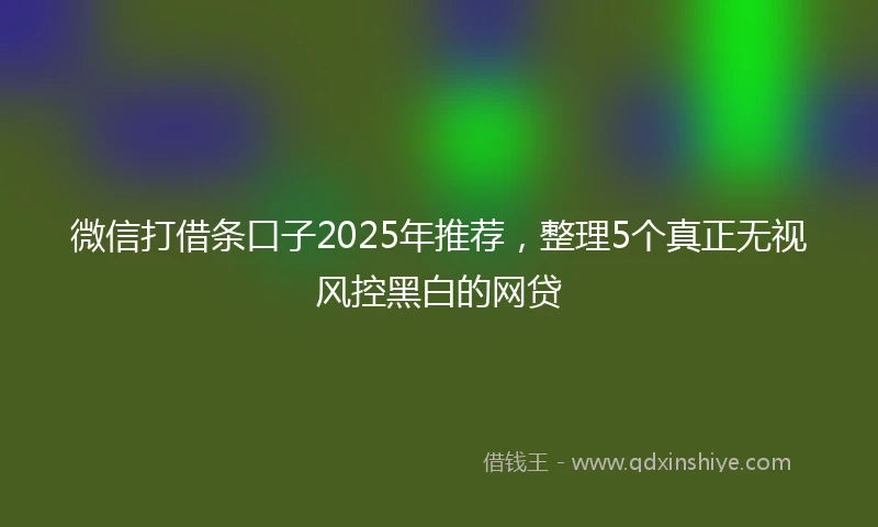 微信打借条口子2025年推荐，整理5个真正无视风控黑白的网贷