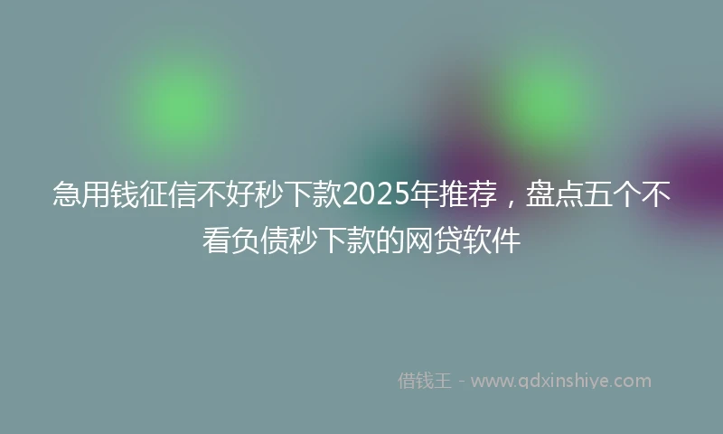 急用钱征信不好秒下款2025年推荐，盘点五个不看负债秒下款的网贷软件