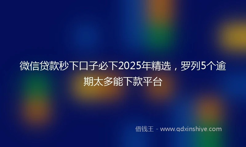 微信贷款秒下口子必下2025年精选，罗列5个逾期太多能下款平台