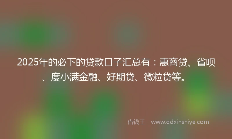 2025年的必下的贷款口子汇总有：惠商贷、省呗、度小满金融、好期贷、微粒贷等。
