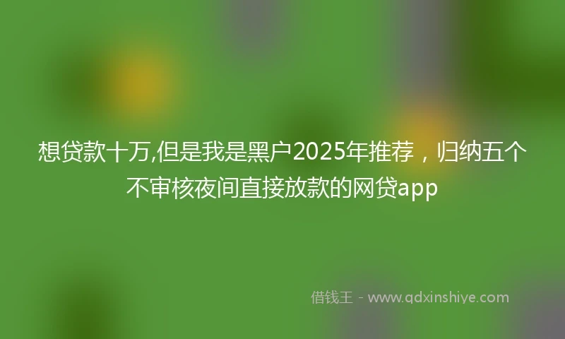 想贷款十万,但是我是黑户2025年推荐，归纳五个不审核夜间直接放款的网贷app