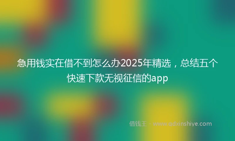 急用钱实在借不到怎么办2025年精选，总结五个快速下款无视征信的app