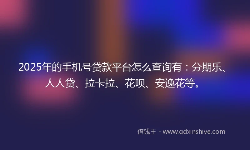 2025年的手机号贷款平台怎么查询有：分期乐、人人贷、拉卡拉、花呗、安逸花等。