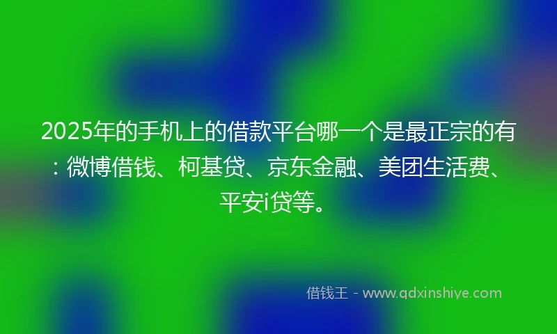 2025年的手机上的借款平台哪一个是最正宗的有：微博借钱、柯基贷、京东金融、美团生活费、平安i贷等。