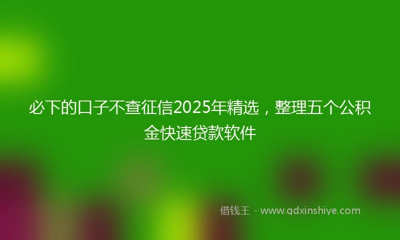 必下的口子不查征信2025年精选，整理五个公积金快速贷款软件