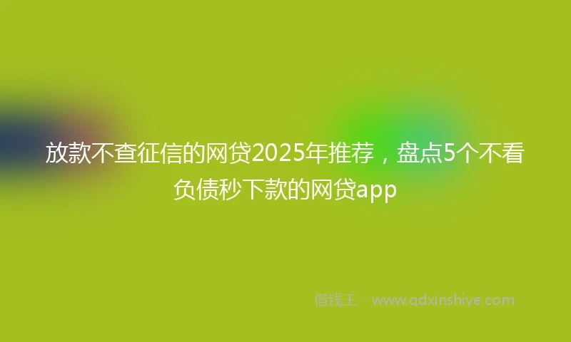 放款不查征信的网贷2025年推荐，盘点5个不看负债秒下款的网贷app