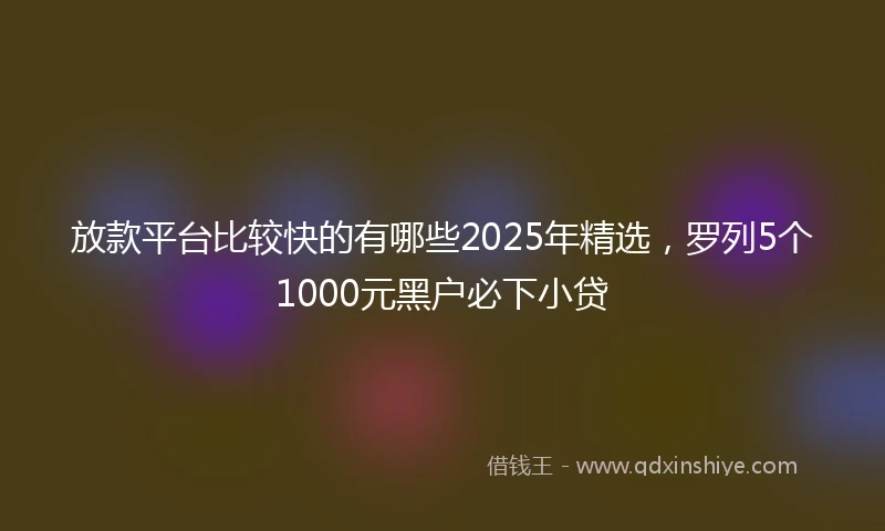 放款平台比较快的有哪些2025年精选，罗列5个1000元黑户必下小贷