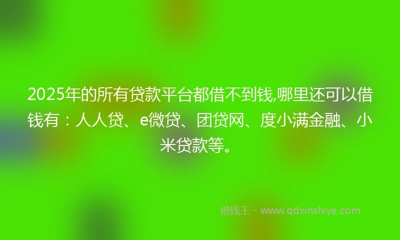 2025年的所有贷款平台都借不到钱,哪里还可以借钱有：人人贷、e微贷、团贷网、度小满金融、小米贷款等。