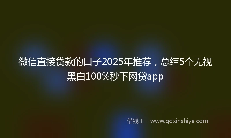 微信直接贷款的口子2025年推荐，总结5个无视黑白100%秒下网贷app