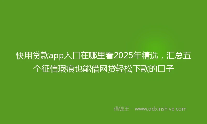 快用贷款app入口在哪里看2025年精选，汇总五个征信瑕疵也能借网贷轻松下款的口子