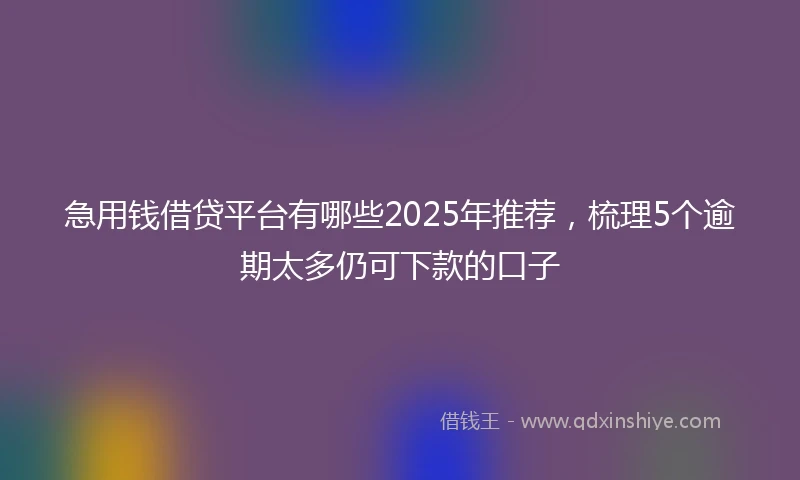 急用钱借贷平台有哪些2025年推荐，梳理5个逾期太多仍可下款的口子