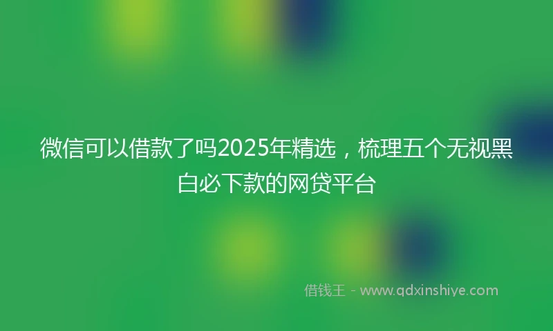 微信可以借款了吗2025年精选，梳理五个无视黑白必下款的网贷平台