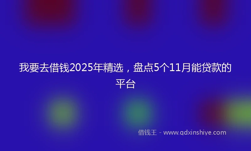 我要去借钱2025年精选，盘点5个11月能贷款的平台