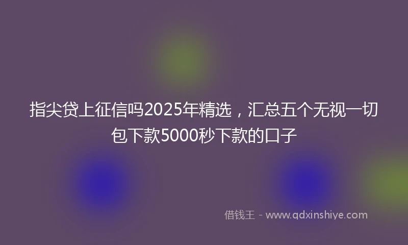 指尖贷上征信吗2025年精选，汇总五个无视一切包下款5000秒下款的口子