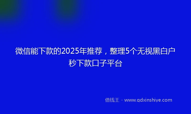 微信能下款的2025年推荐，整理5个无视黑白户秒下款口子平台