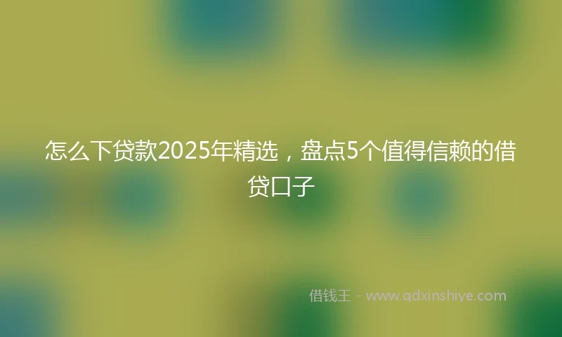 怎么下贷款2025年精选，盘点5个值得信赖的借贷口子