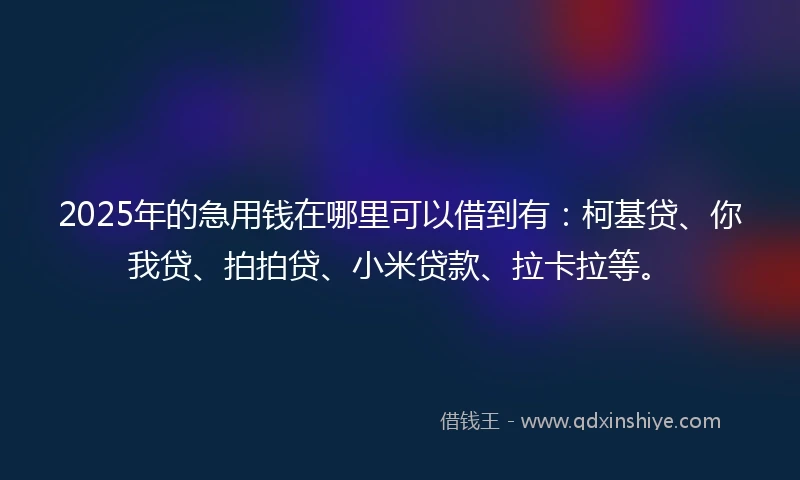 2025年的急用钱在哪里可以借到有：柯基贷、你我贷、拍拍贷、小米贷款、拉卡拉等。