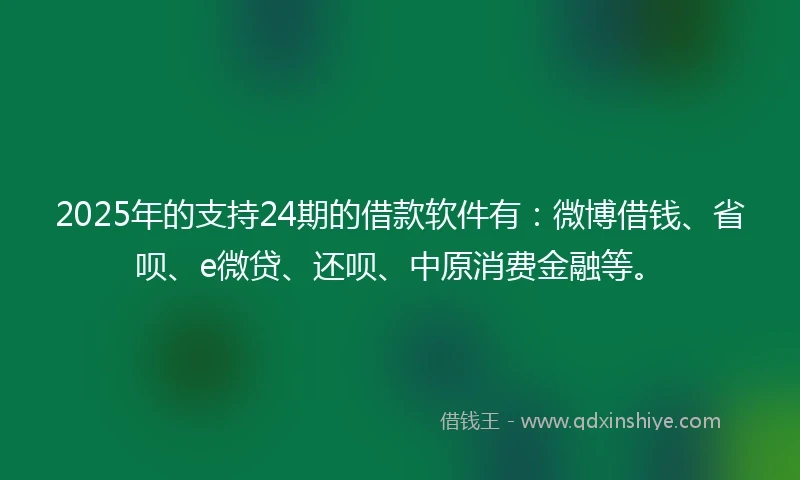 2025年的支持24期的借款软件有：微博借钱、省呗、e微贷、还呗、中原消费金融等。