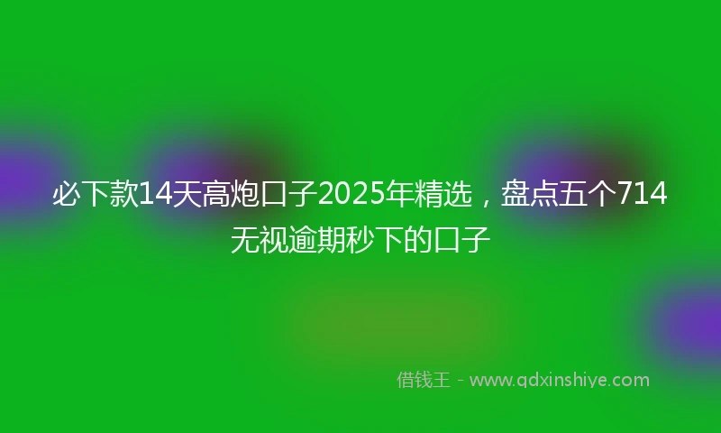 必下款14天高炮口子2025年精选，盘点五个714无视逾期秒下的口子