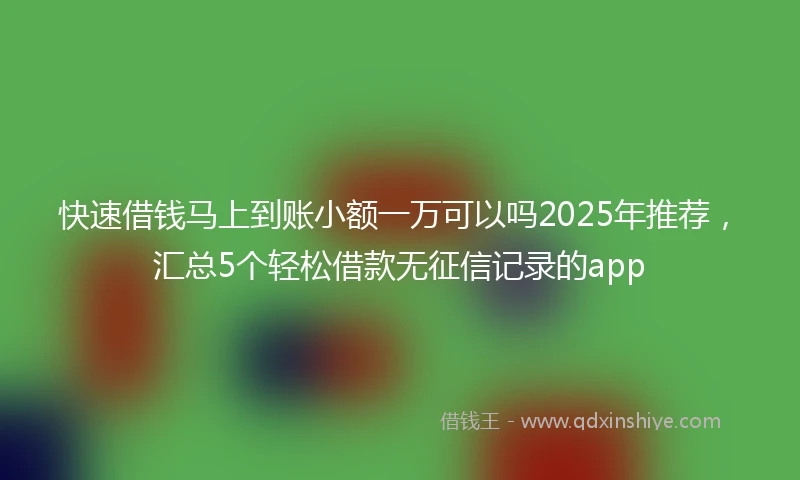 快速借钱马上到账小额一万可以吗2025年推荐，汇总5个轻松借款无征信记录的app