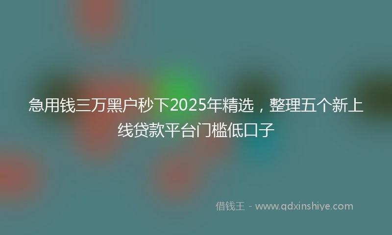 急用钱三万黑户秒下2025年精选，整理五个新上线贷款平台门槛低口子