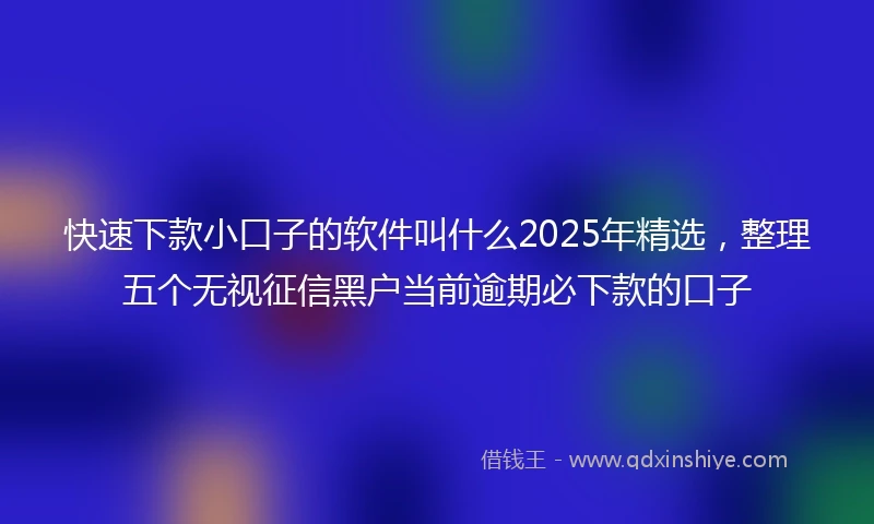 快速下款小口子的软件叫什么2025年精选，整理五个无视征信黑户当前逾期必下款的口子