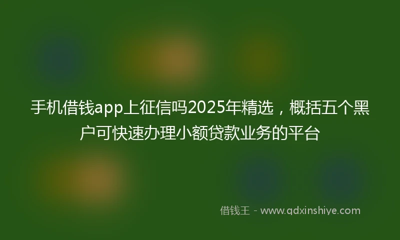 手机借钱app上征信吗2025年精选，概括五个黑户可快速办理小额贷款业务的平台