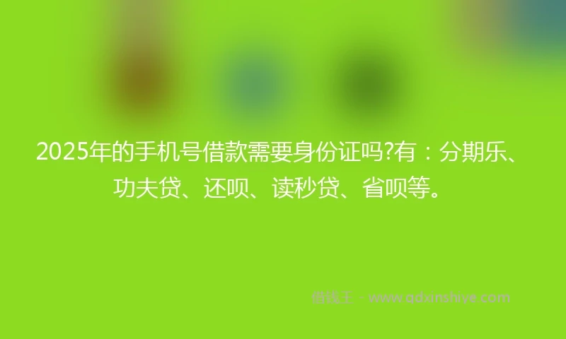 2025年的手机号借款需要身份证吗?有：分期乐、功夫贷、还呗、读秒贷、省呗等。