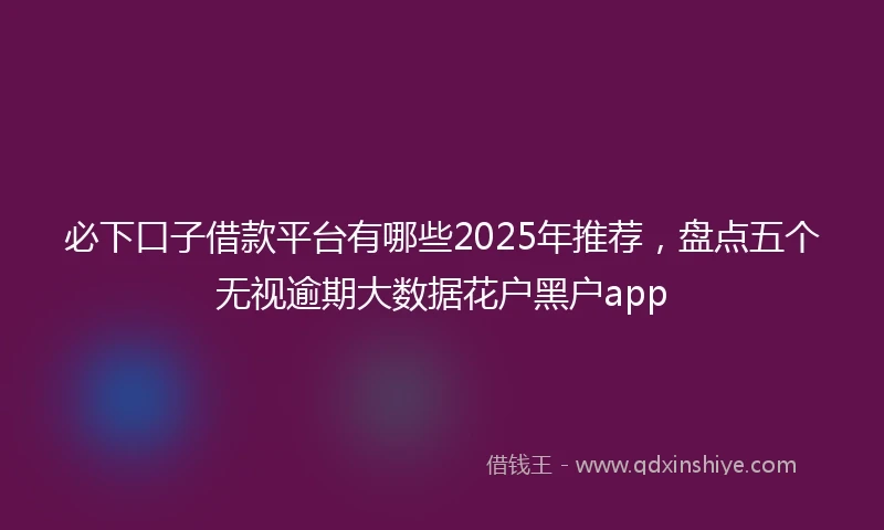 必下口子借款平台有哪些2025年推荐，盘点五个无视逾期大数据花户黑户app