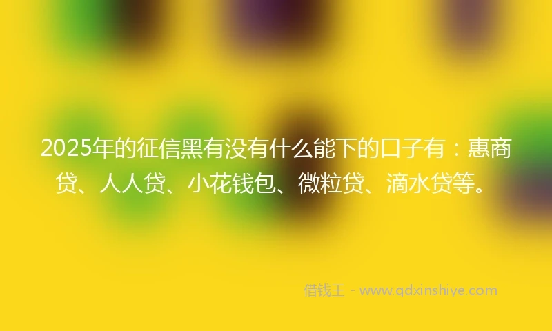 2025年的征信黑有没有什么能下的口子有：惠商贷、人人贷、小花钱包、微粒贷、滴水贷等。