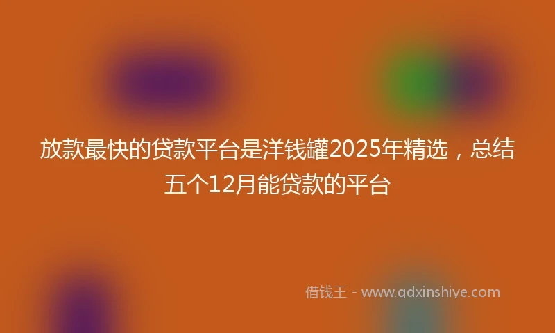 放款最快的贷款平台是洋钱罐2025年精选，总结五个12月能贷款的平台