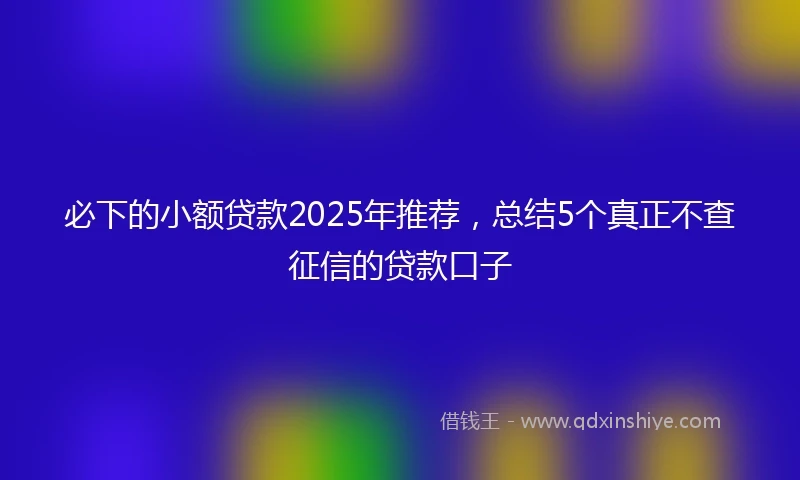 必下的小额贷款2025年推荐，总结5个真正不查征信的贷款口子