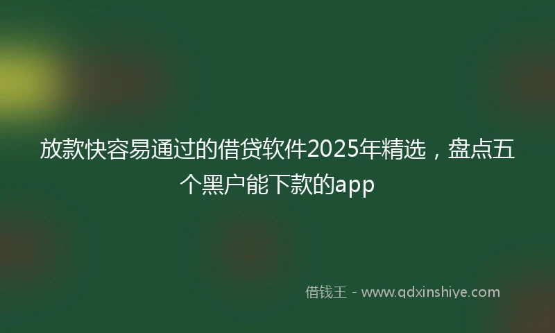 放款快容易通过的借贷软件2025年精选，盘点五个黑户能下款的app