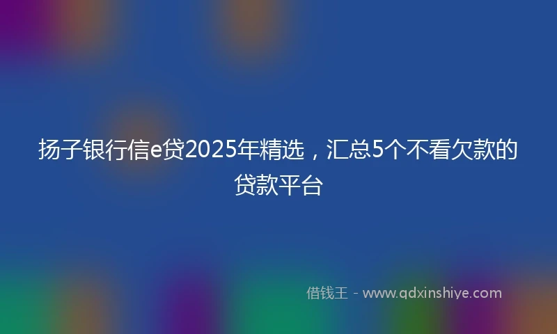 扬子银行信e贷2025年精选，汇总5个不看欠款的贷款平台