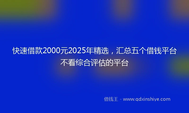 快速借款2000元2025年精选，汇总五个借钱平台不看综合评估的平台