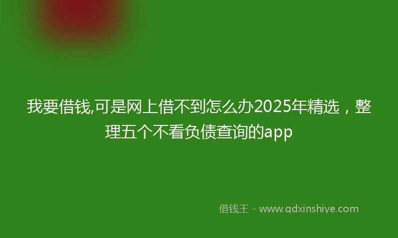 我要借钱,可是网上借不到怎么办2025年精选，整理五个不看负债查询的app