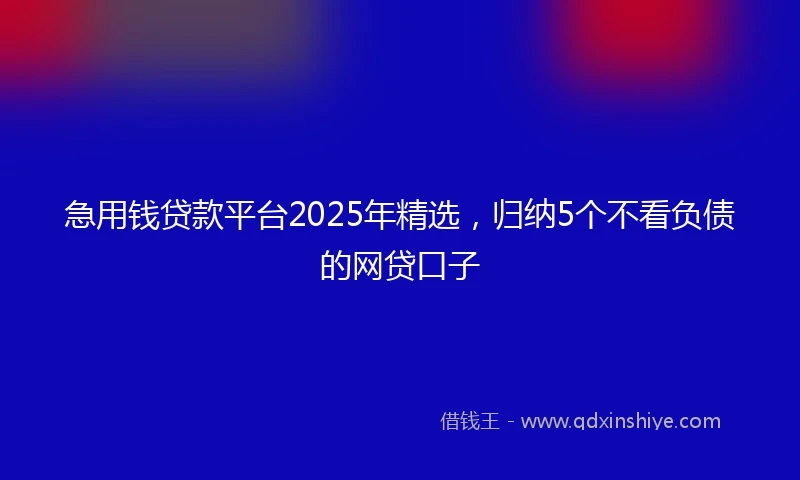 急用钱贷款平台2025年精选，归纳5个不看负债的网贷口子
