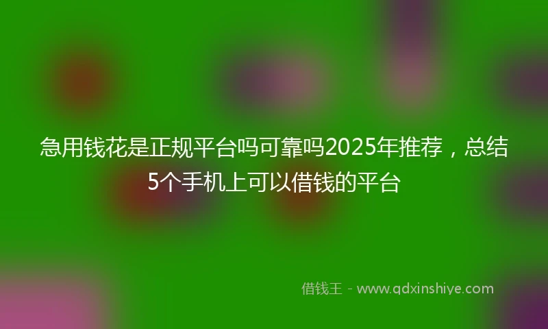 急用钱花是正规平台吗可靠吗2025年推荐，总结5个手机上可以借钱的平台