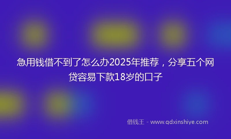 急用钱借不到了怎么办2025年推荐，分享五个网贷容易下款18岁的口子