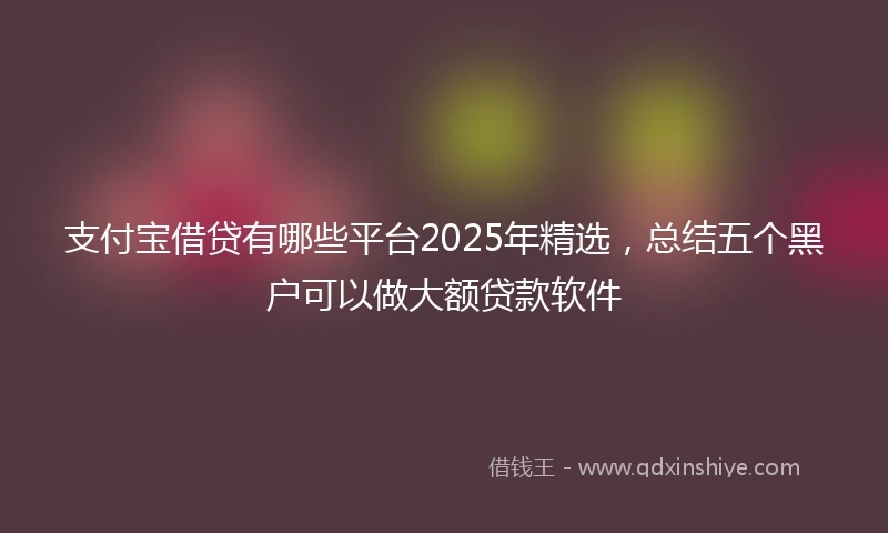 支付宝借贷有哪些平台2025年精选，总结五个黑户可以做大额贷款软件