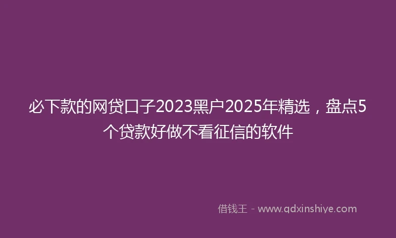 必下款的网贷口子2023黑户2025年精选，盘点5个贷款好做不看征信的软件