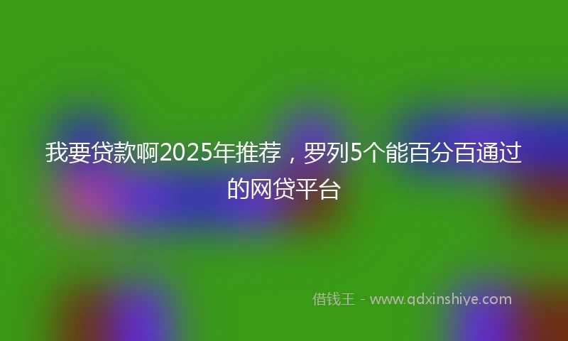 我要贷款啊2025年推荐，罗列5个能百分百通过的网贷平台