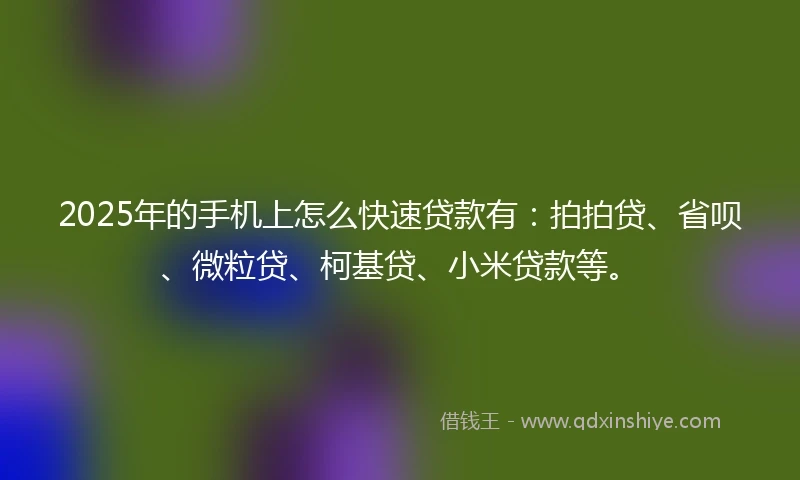 2025年的手机上怎么快速贷款有：拍拍贷、省呗、微粒贷、柯基贷、小米贷款等。