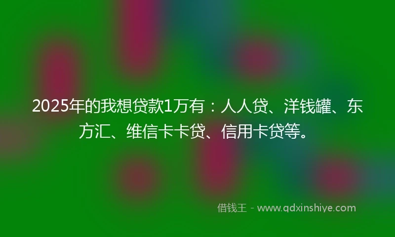 2025年的我想贷款1万有：人人贷、洋钱罐、东方汇、维信卡卡贷、信用卡贷等。