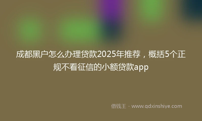 成都黑户怎么办理贷款2025年推荐，概括5个正规不看征信的小额贷款app