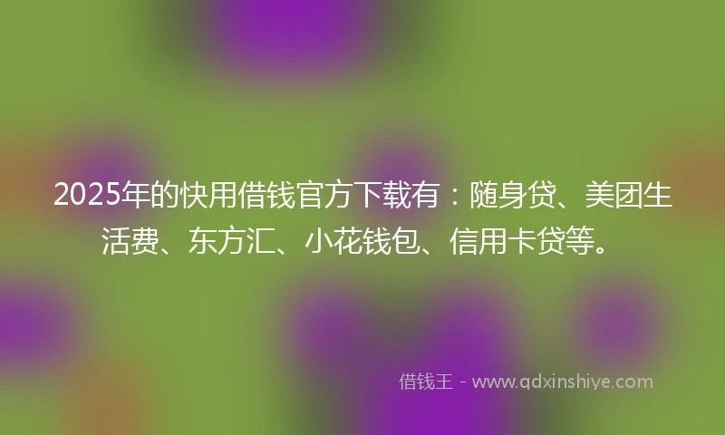 2025年的快用借钱官方下载有：随身贷、美团生活费、东方汇、小花钱包、信用卡贷等。